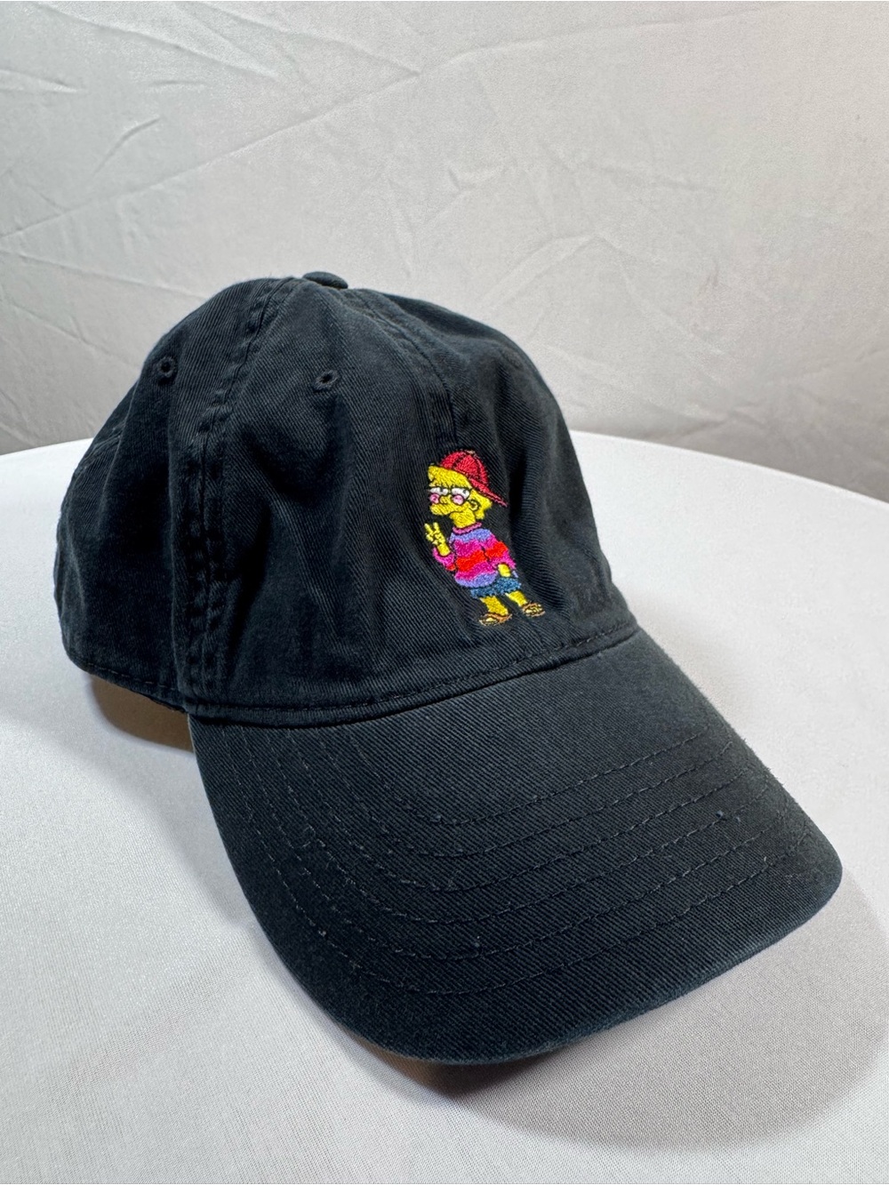 Black Baseball Cap with Lisa Simpson Embroidery